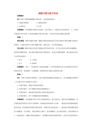 高中生物 例题与探究 第一单元 第一章 第一节 减数分裂与配子形成学案（含解析）中图版必修2-中图版高中必修2生物学案