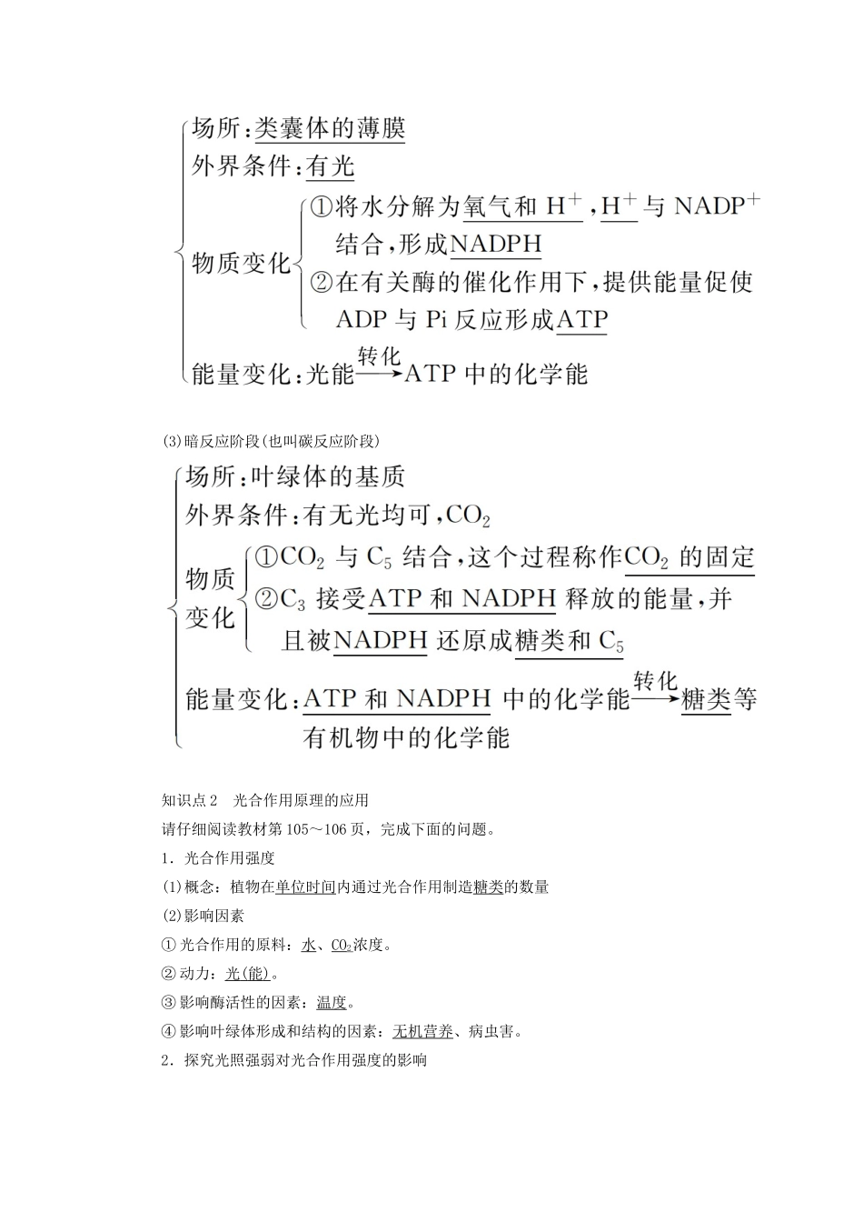 高中生物 第5章 细胞的能量供应和利用 5-4-2 光合作用的原理和应用教学案 新人教版必修1-新人教版高一必修1生物教学案_第3页