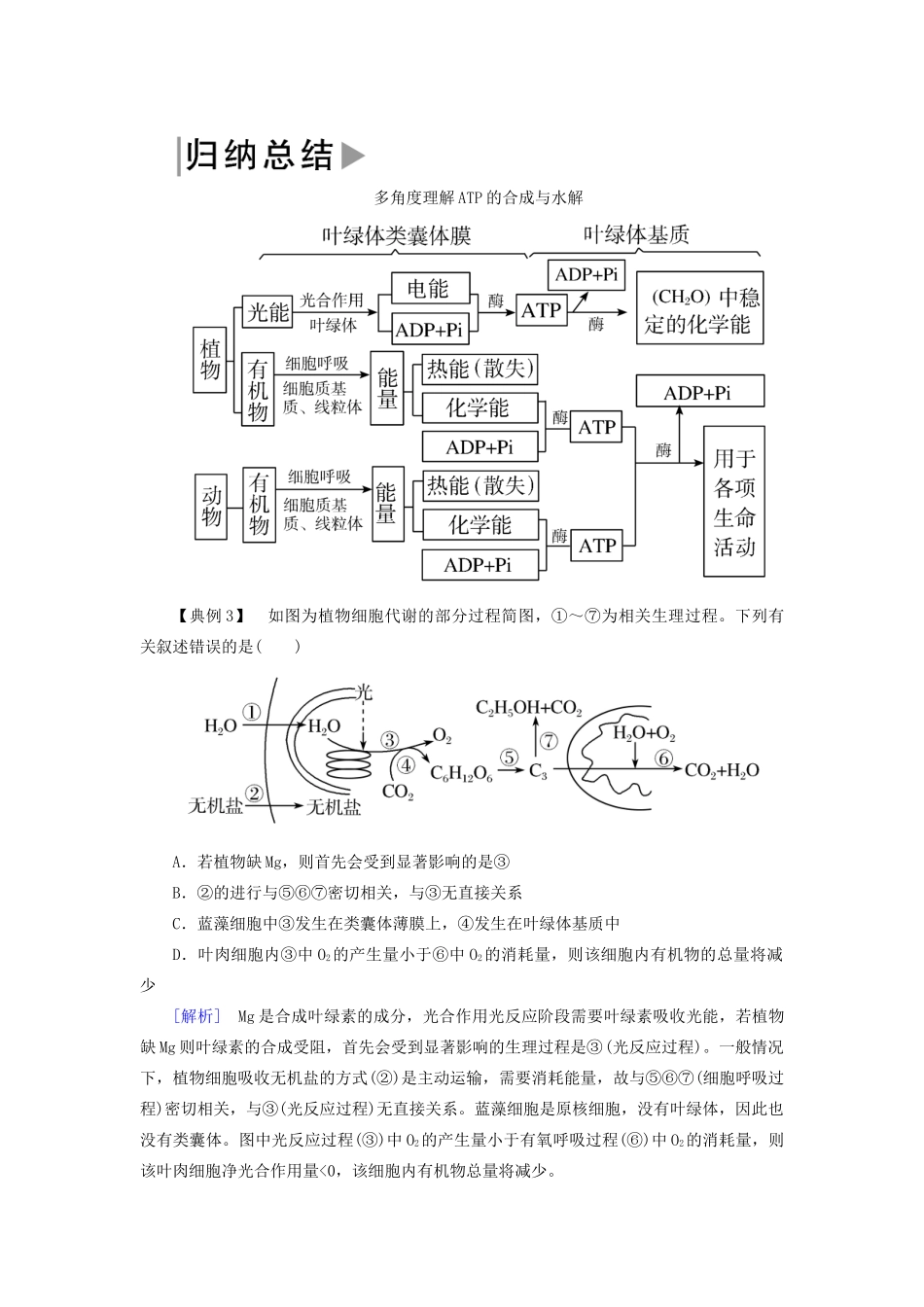 高中生物 第5章 细胞的能量供应和利用章末整合提升教学案 新人教版必修1-新人教版高一必修1生物教学案_第3页