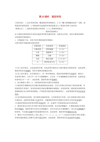 高中生物 第5章 遗传信息的改变 第20课时 基因突变教学案 北师大版必修2-北师大版高一必修2生物教学案