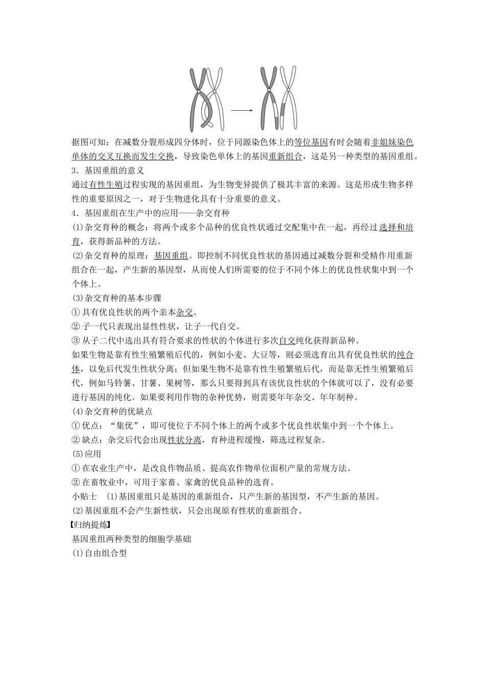 高中生物 第5章 遗传信息的改变 第21课时 基因重组教学案 北师大版必修2-北师大版高一必修2生物教学案_第2页