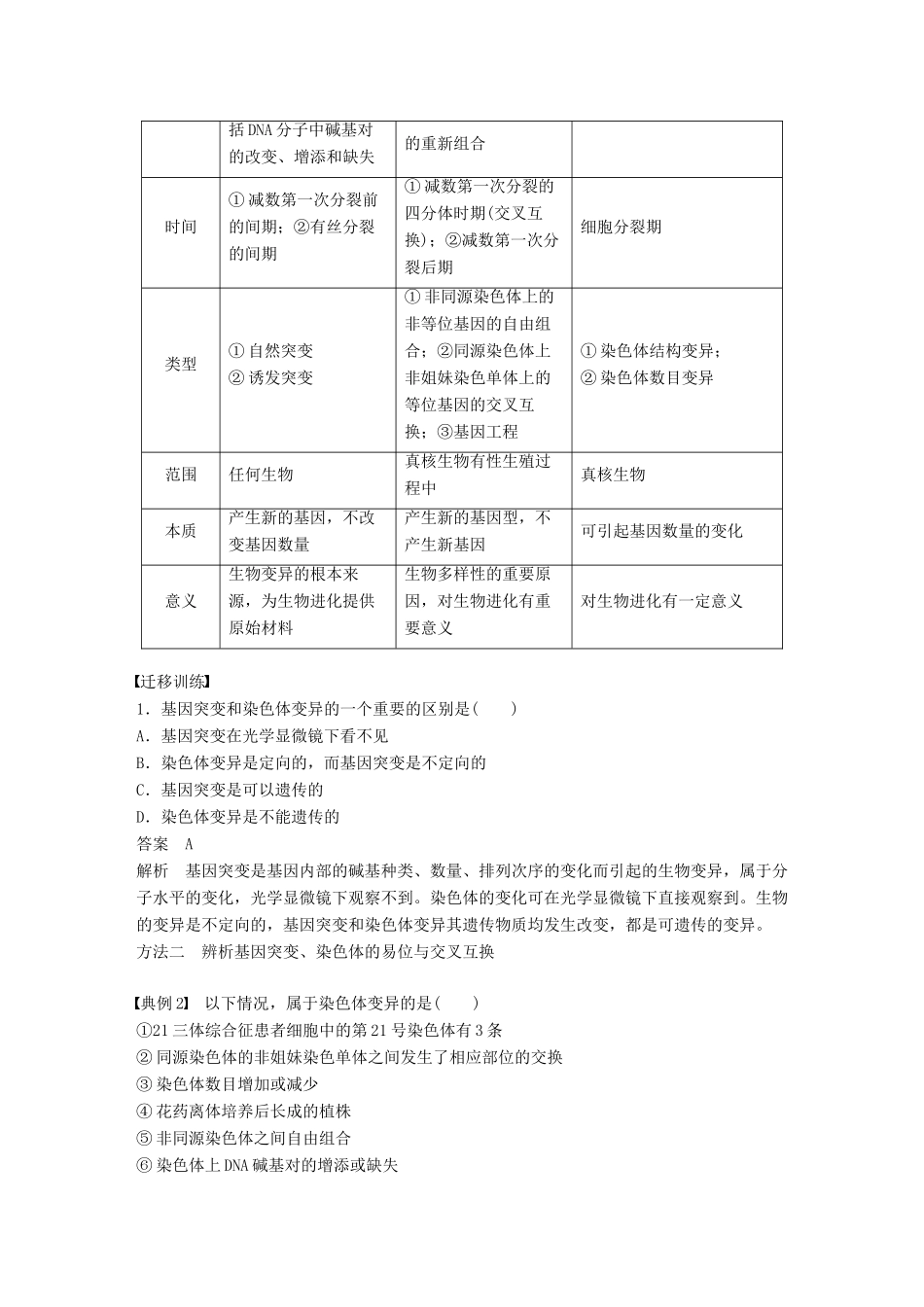 高中生物 第5章 遗传信息的改变章末整合教学案 北师大版必修2-北师大版高一必修2生物教学案_第2页