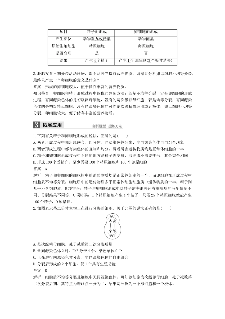 高中生物 第二章 减数分裂和有性生殖 第一节 减数分裂 第2课时教学案 苏教版必修2-苏教版高一必修2生物教学案_第3页