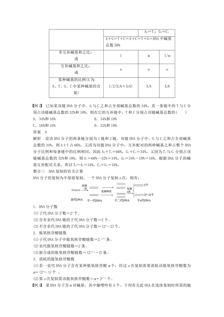 高中生物 第三章 基因的本质章末整合提升教学案 新人教版必修2-新人教版高一必修2生物教学案_第3页