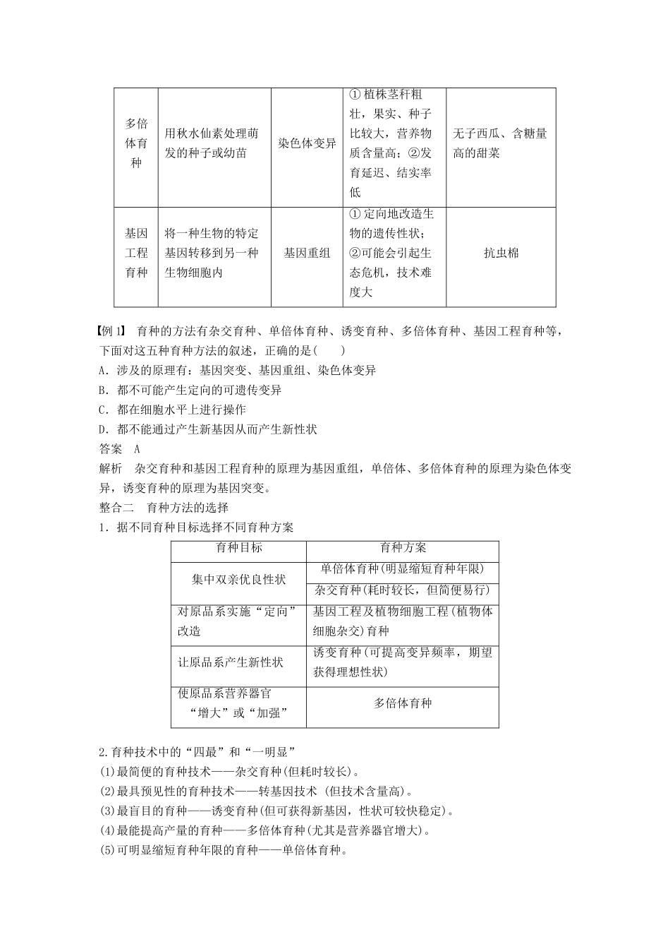 高中生物 第六章 从杂交育种到基因工程章末整合提升教学案 新人教版必修2-新人教版高一必修2生物教学案_第2页