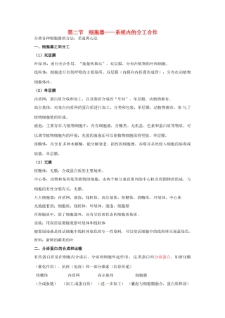 高中生物 第三章 细胞的基本结构 细胞器系统内的分工合作知识点归纳 新人教版必修1-新人教版高一必修1生物素材