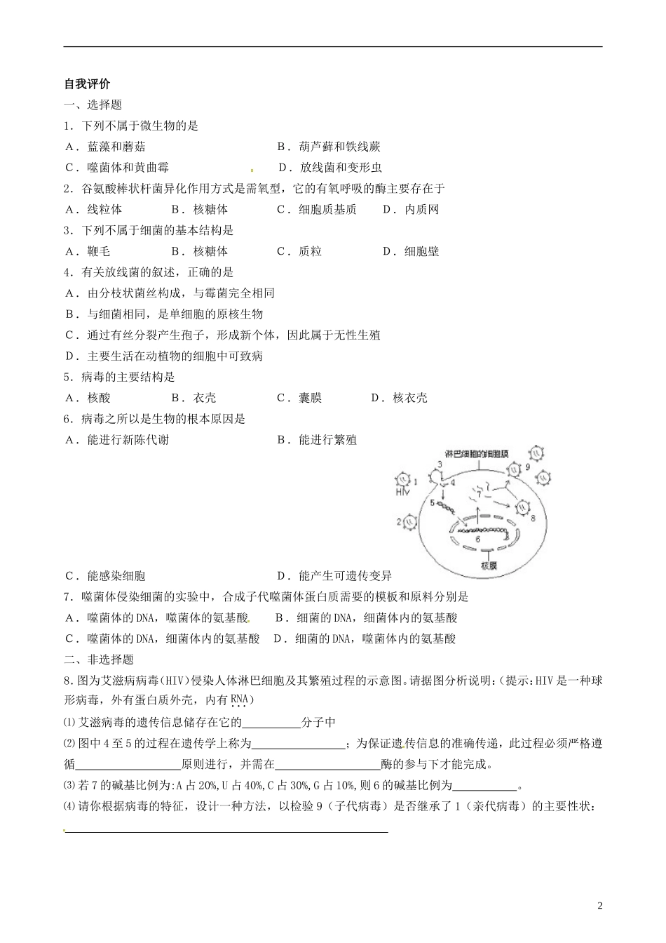 高中生物 微生物的类群学案 新人教版选修3-新人教版高二选修3生物学案_第2页