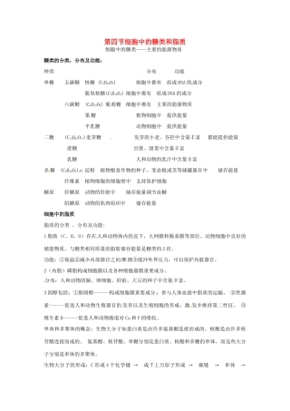 高中生物 第二章 组成细胞的元素和化合物 细胞中的糖类和脂质知识点归纳 新人教版必修1-新人教版高一必修1生物素材