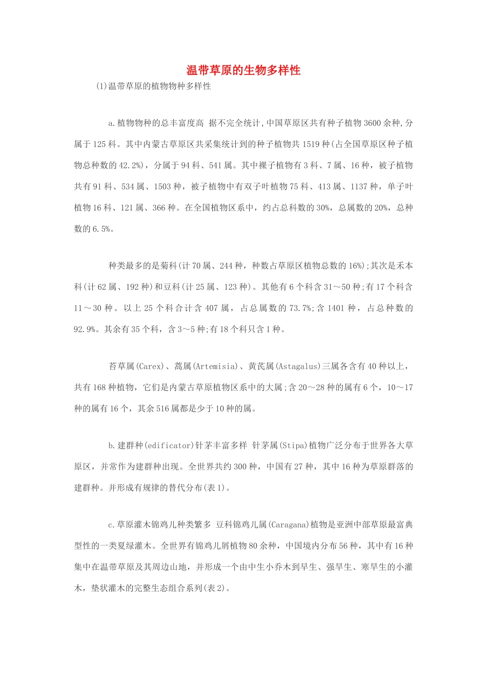 高中生物 温带草原的生物多样性素材_第1页