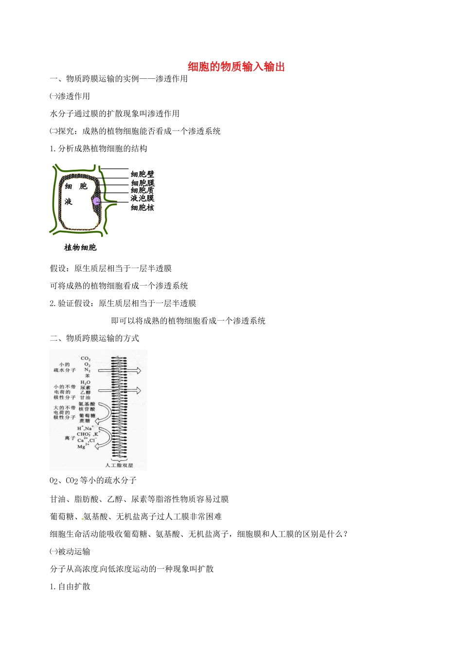 高中生物 物质的输入输出素材 新人教版必修1-新人教版高一必修1生物素材_第1页