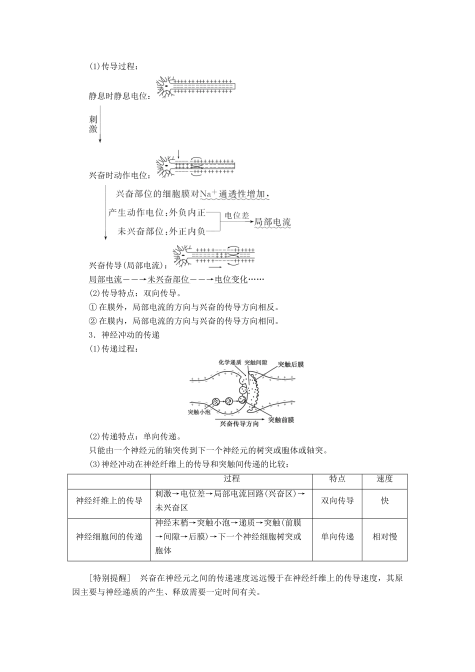 高中生物 小专题 大智慧 神经冲动的产生、传导和传递教学案 浙科版必修3-浙科版高中必修3生物教学案_第2页