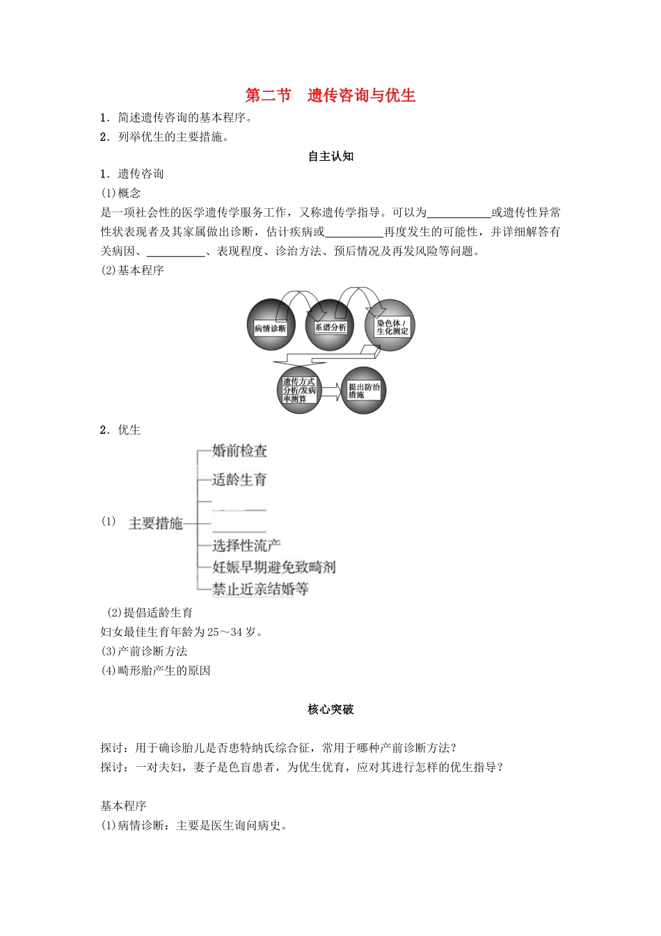 高中生物 第六章 遗传与人类健康 6.2 遗传咨询与优生素材 浙科版必修2-浙科版高一必修2生物素材_第1页
