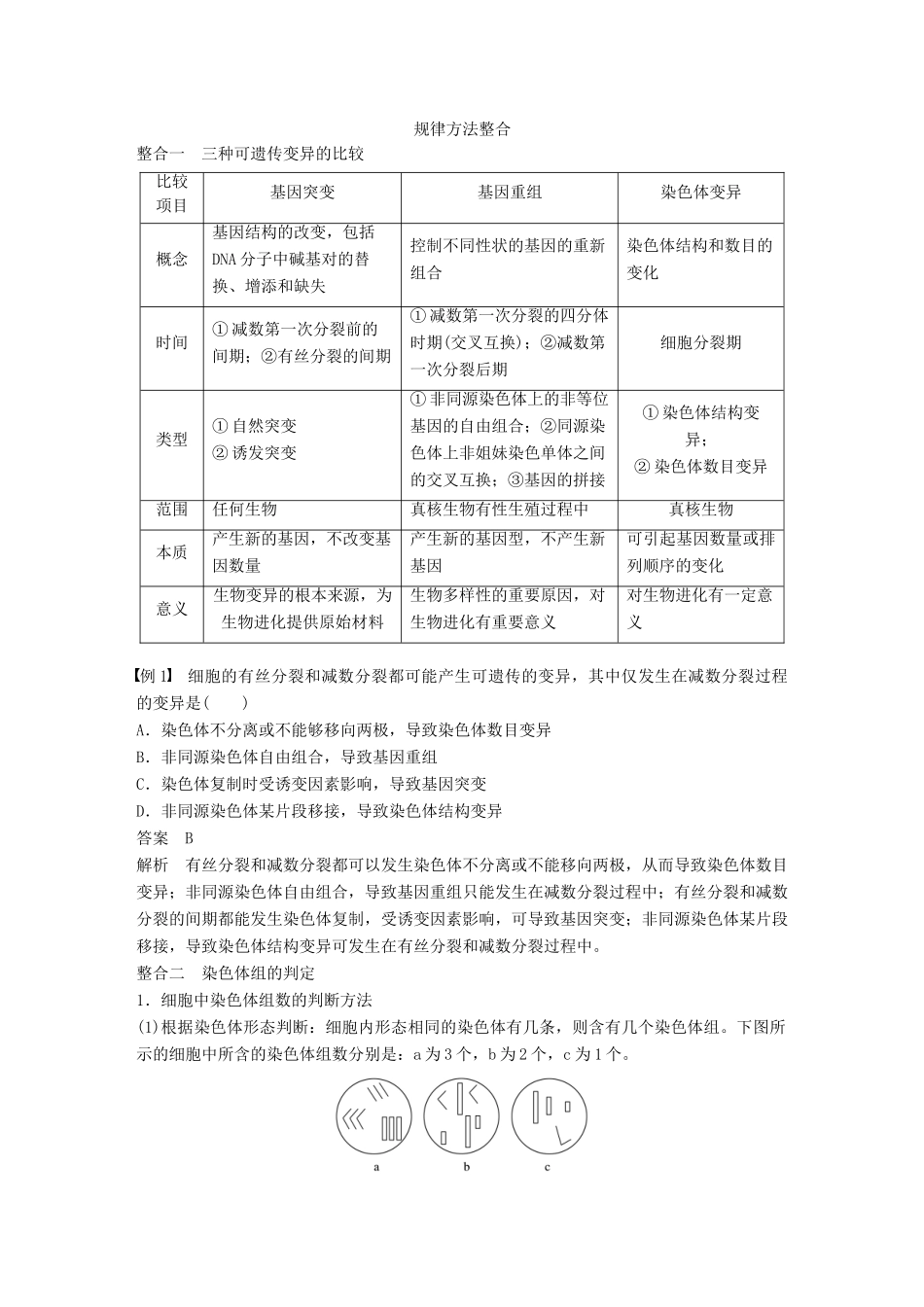 高中生物 第五章 基因突变及其他变异章末整合提升教学案 新人教版必修2-新人教版高一必修2生物教学案_第2页