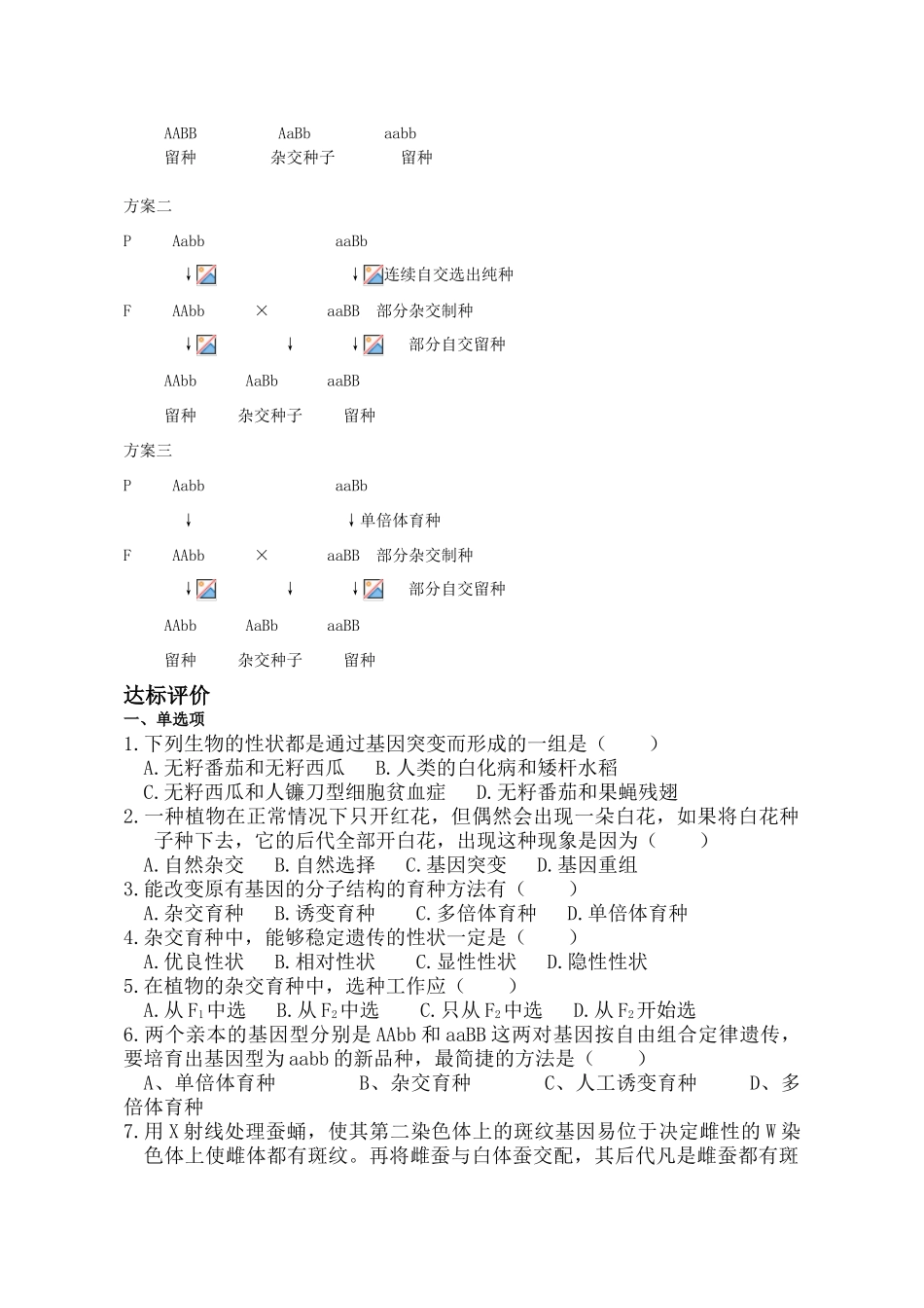 高中生物 杂交育种与诱变育种素材 新人教版必修2_第3页