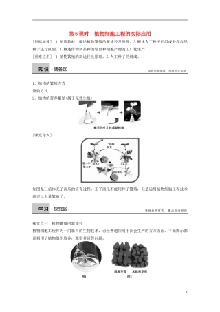 高中生物 专题二 细胞工程 第6课时 植物细胞工程的实际应用学案 新人教版选修3-新人教版高二选修3生物学案