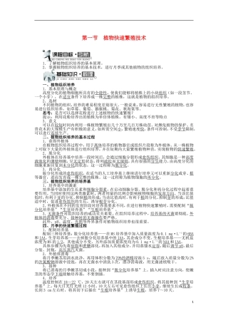 高中生物 第五章 植物的组织培养技术 第一节 植物快速繁殖技术学案 中图版选修1-中图版高二选修1生物学案