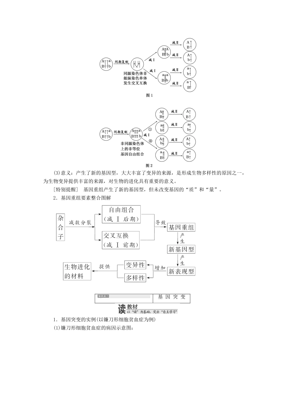 高中生物 第四章 第一节 生物变异的来源教学案 浙科版必修2-浙科版高中必修2生物教学案_第3页