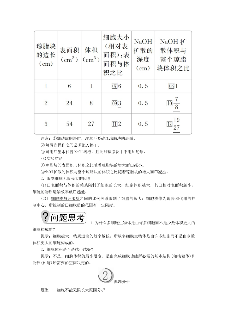 高中生物 第6章 第1节 第1课时 细胞的增殖学案 新人教版必修1-新人教版高一必修1生物学案_第2页