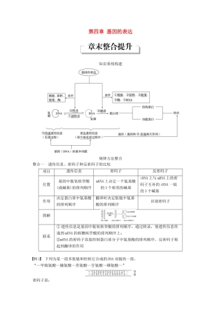 高中生物 第四章 基因的表达章末整合提升教学案 新人教版必修2-新人教版高一必修2生物教学案