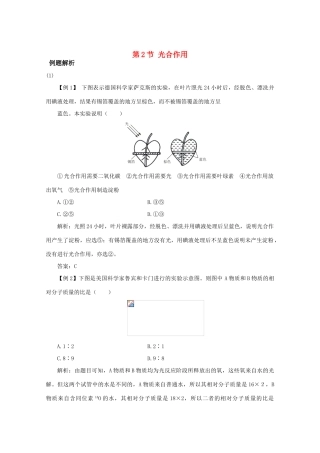 高中生物《光合作用》文字素材1 苏教版必修1