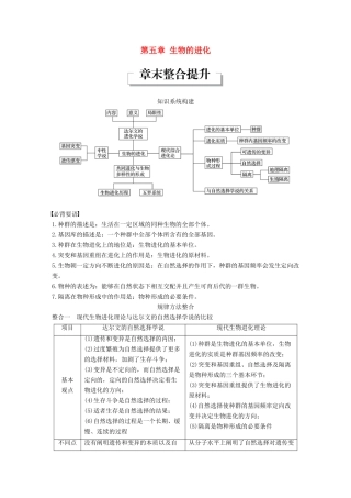 高中生物 第五章 生物的进化章末整合提升教学案 苏教版必修2-苏教版高一必修2生物教学案