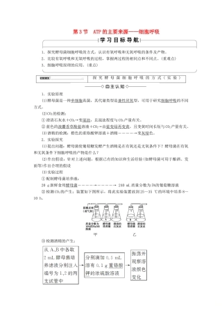 高中生物 第五章 细胞的能量供应和利用 第3节 ATP的主要来源——细胞呼吸学案 新人教版必修1-新人教版高一必修1生物学案