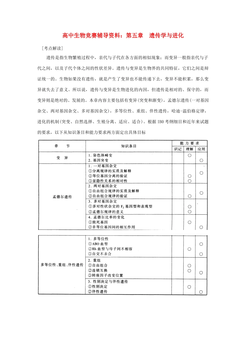 高中生物 第五章 遗传学与进化素材_第1页