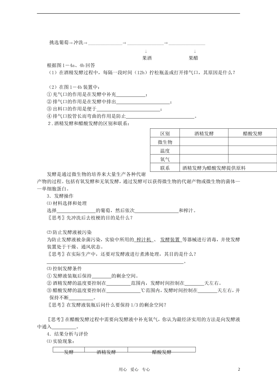 高中生物《果酒和果醋的制作》学案6 人教版选修1_第2页