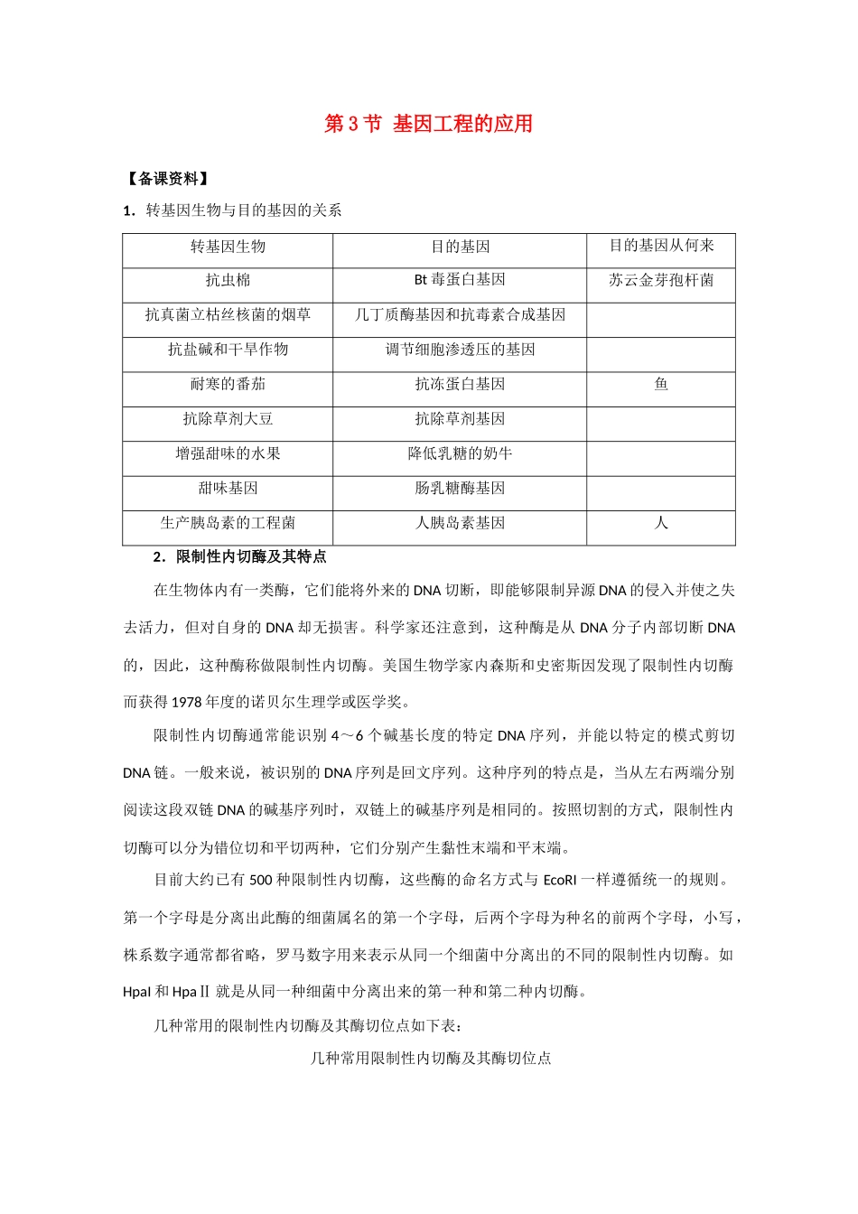 高中生物《基因工程的应用》素材1 浙教版选修3_第1页