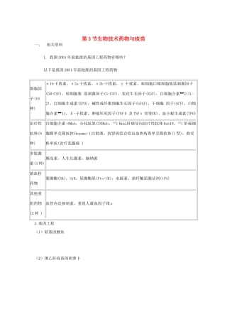 高中生物《生物技术药物与疫苗》文字素材1 新人教版选修2