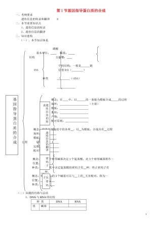 高中生物《基因指导蛋白质的合成》学案3 新人教版必修