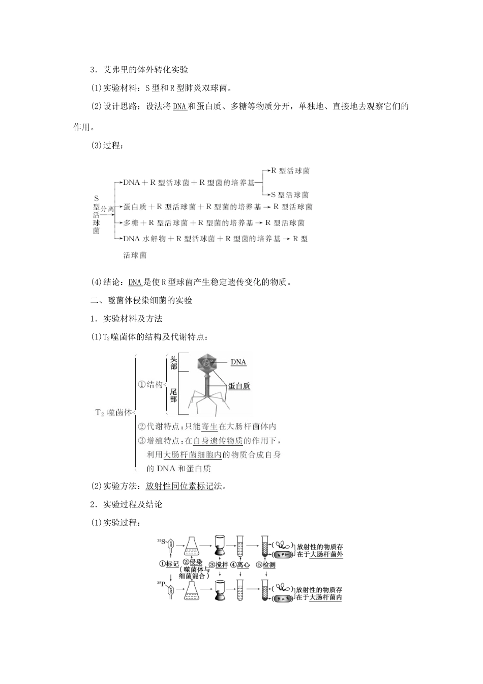高中生物 第四章 遗传的分子基础 第一节 探索遗传物质的过程教学案 苏教版必修2-苏教版高一必修2生物教学案_第2页
