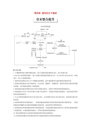 高中生物 第四章 遗传的分子基础章末整合提升教学案 苏教版必修2-苏教版高一必修2生物教学案