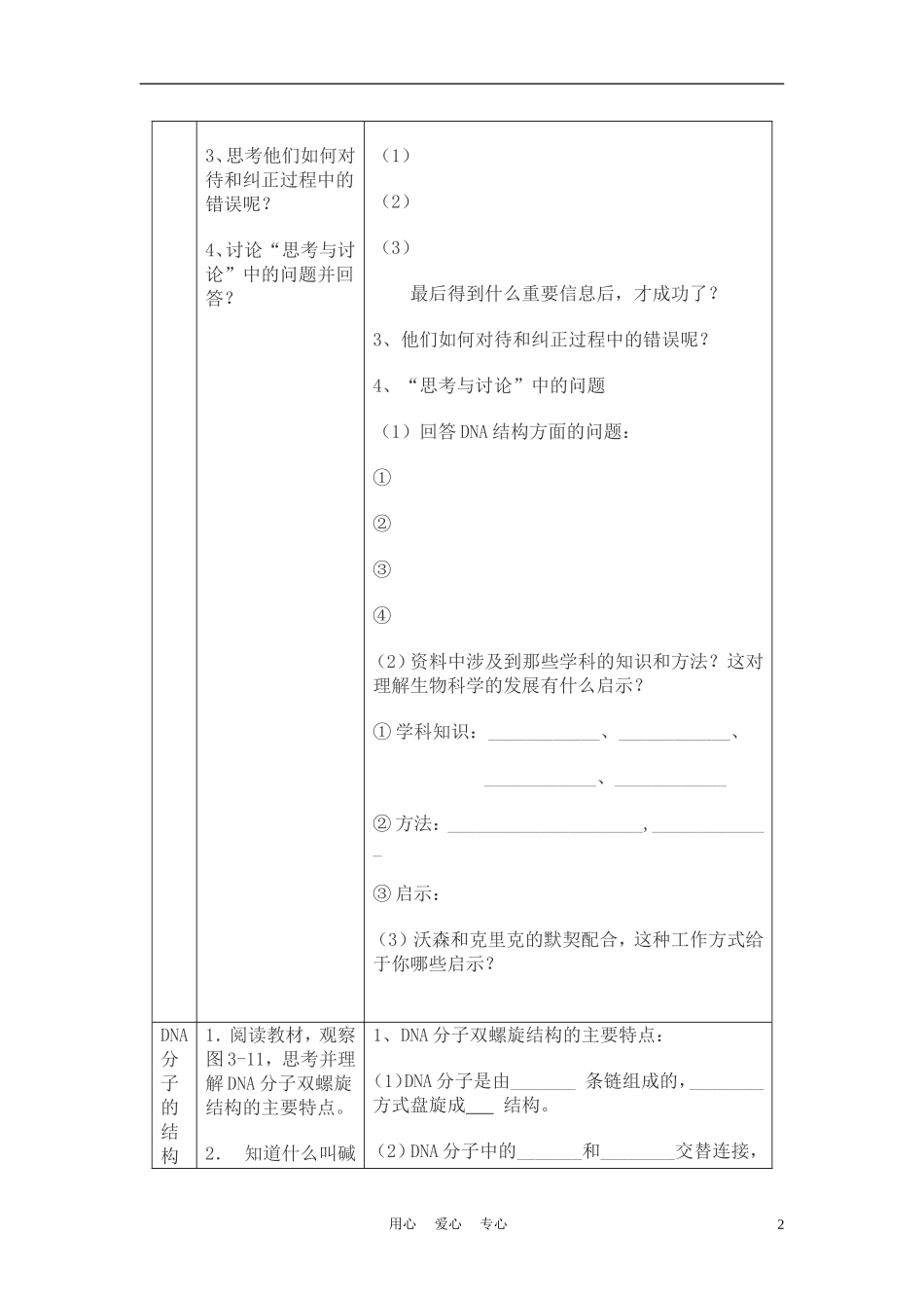 高中生物《DNA的分子结构》学案5 中图版必修2_第2页