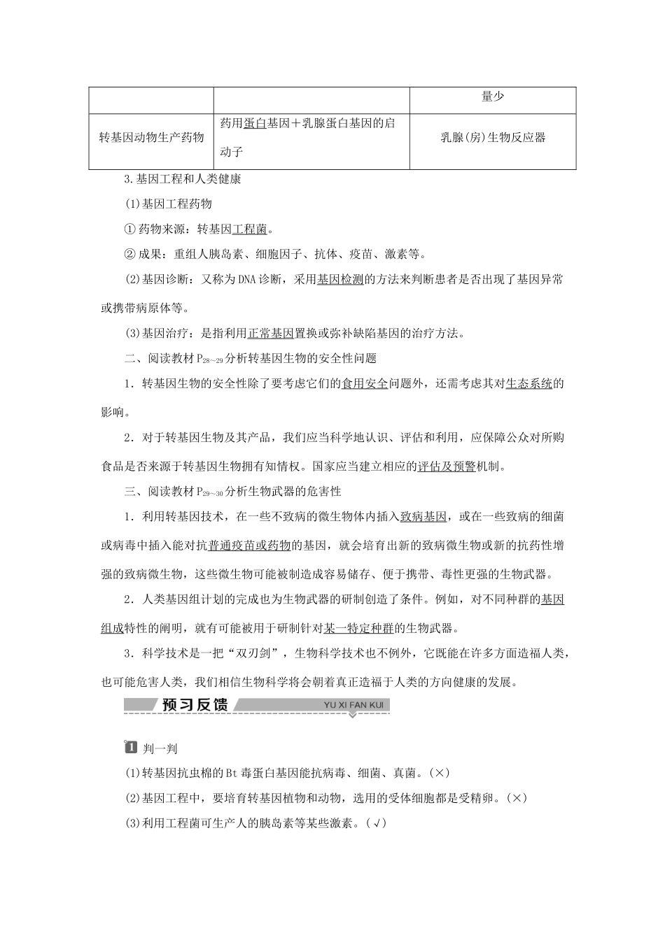 高中生物 第一章 基因工程 第二节 关注基因工程学案 苏教版选修3-苏教版高二选修3生物学案_第2页