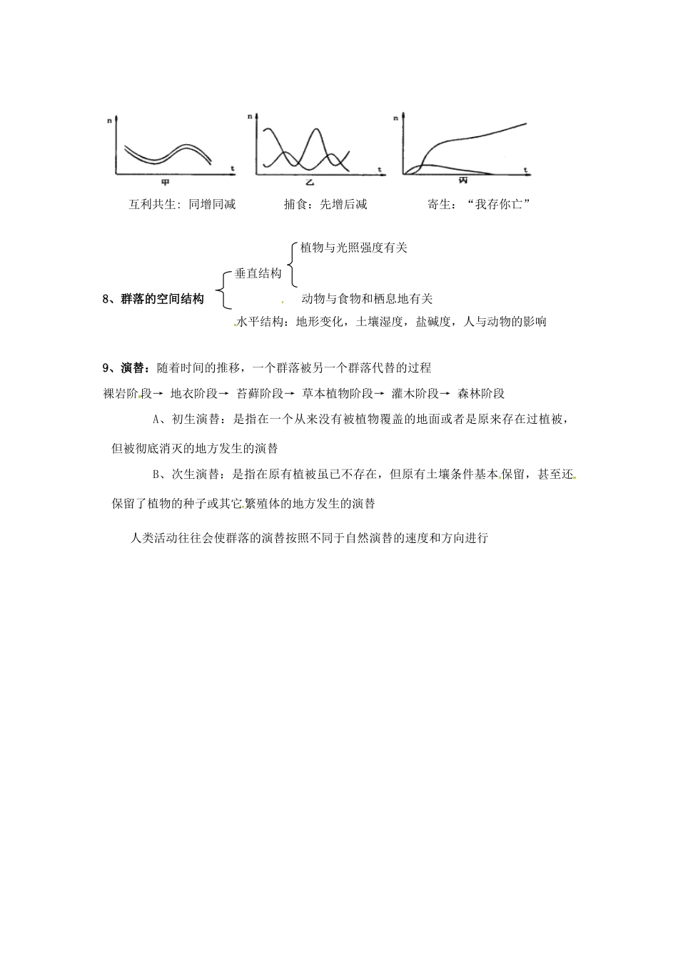 高中生物 第四章《种群和群落》知识点总结 新人教版必修3-新人教版高一必修3生物素材_第2页
