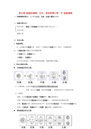高中生物《细胞增殖》文字素材2 苏教版必修1