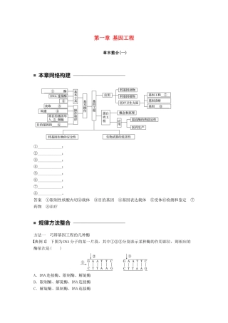高中生物 第一章 基因工程章末整合学案 苏教版选修3-苏教版高二选修3生物学案