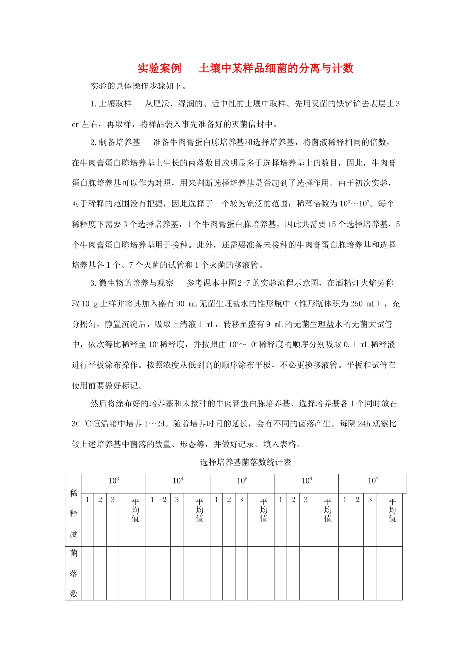 高中生物《土壤中分解尿素的细菌的分离与计数》文字素材3 新人教版选修1_第1页