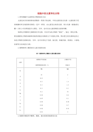 高中生物《细胞中的元素和化合物》文字素材4 新人教版必修1
