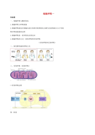 高中生物 细胞呼吸(一)有氧呼吸素材 新人教版必修1-新人教版高一必修1生物素材