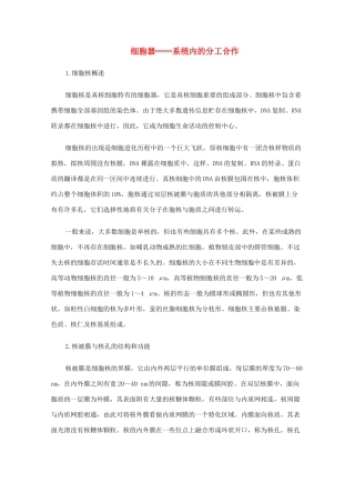 高中生物 细胞器-系统内的分工合作素材（教师版）