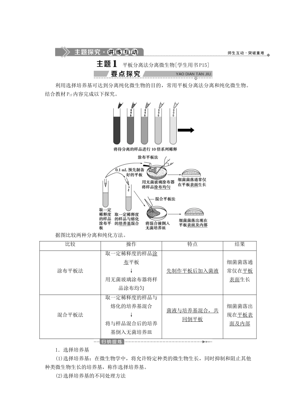 高中生物 第一章 无菌操作技术实践 第二节 分离特定的微生物并测定其数量学案 苏教版选修1-苏教版高二选修1生物学案_第3页