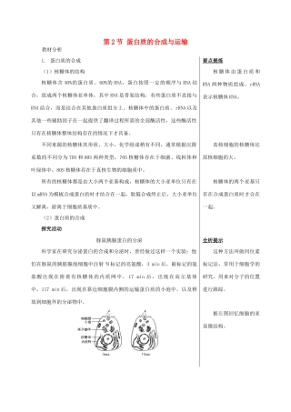 高中生物《蛋白质的合成与运输》素材2 中图版必修1
