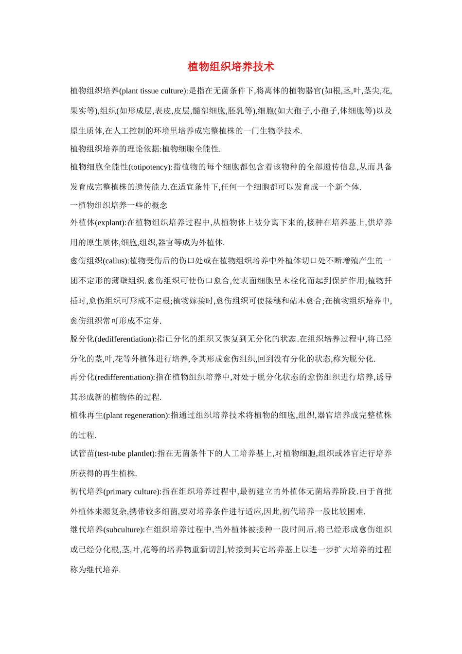 高中生物《植物组织培养技术》文字素材2 苏教版选修1_第1页