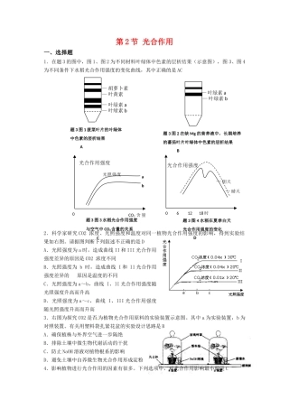 高中生物： 42 光合作用（单元测试题）苏教版必修1
