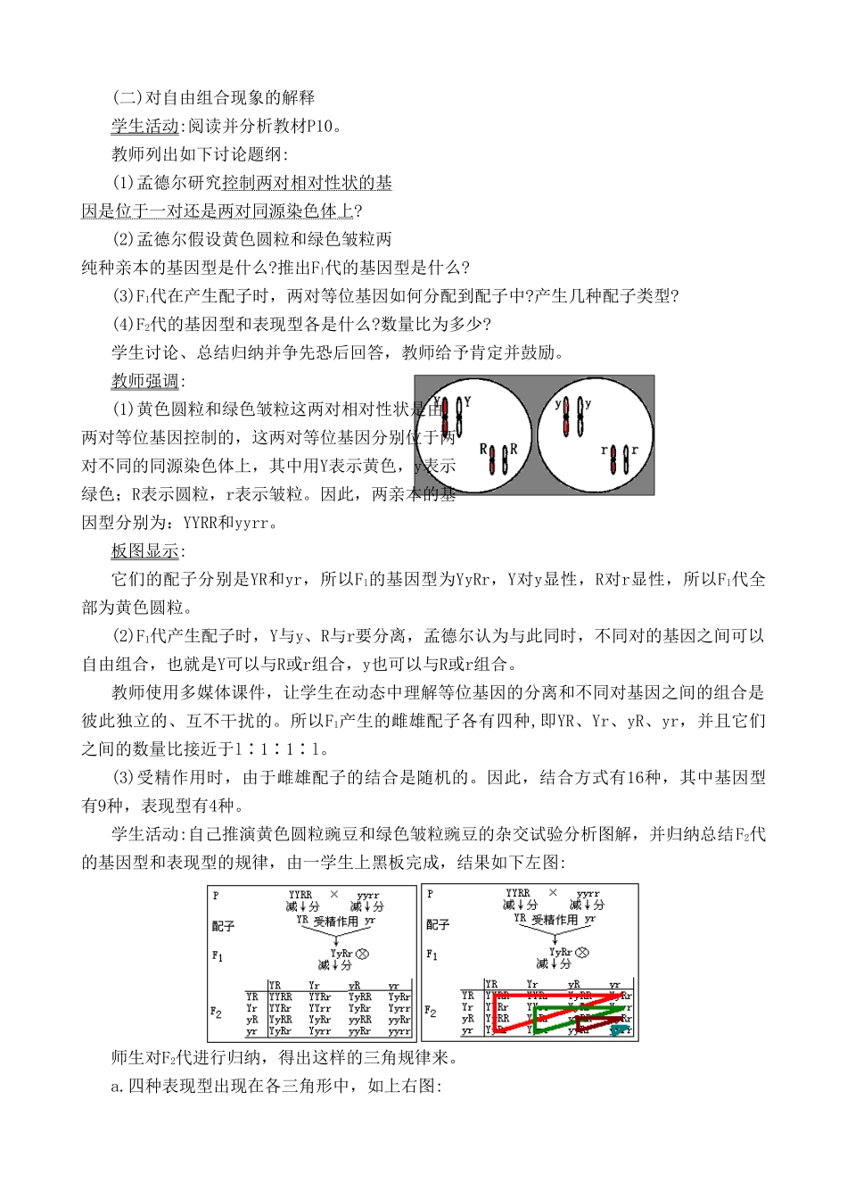 高中生物孟德尔豌豆杂交实验(二)教案 新课标 人教版 必修2_第3页