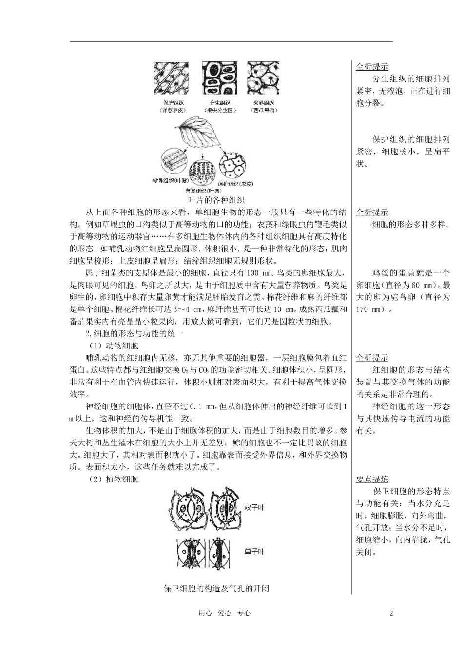 高中生物《细胞的形态和功能》学案3 中图版必修1_第2页