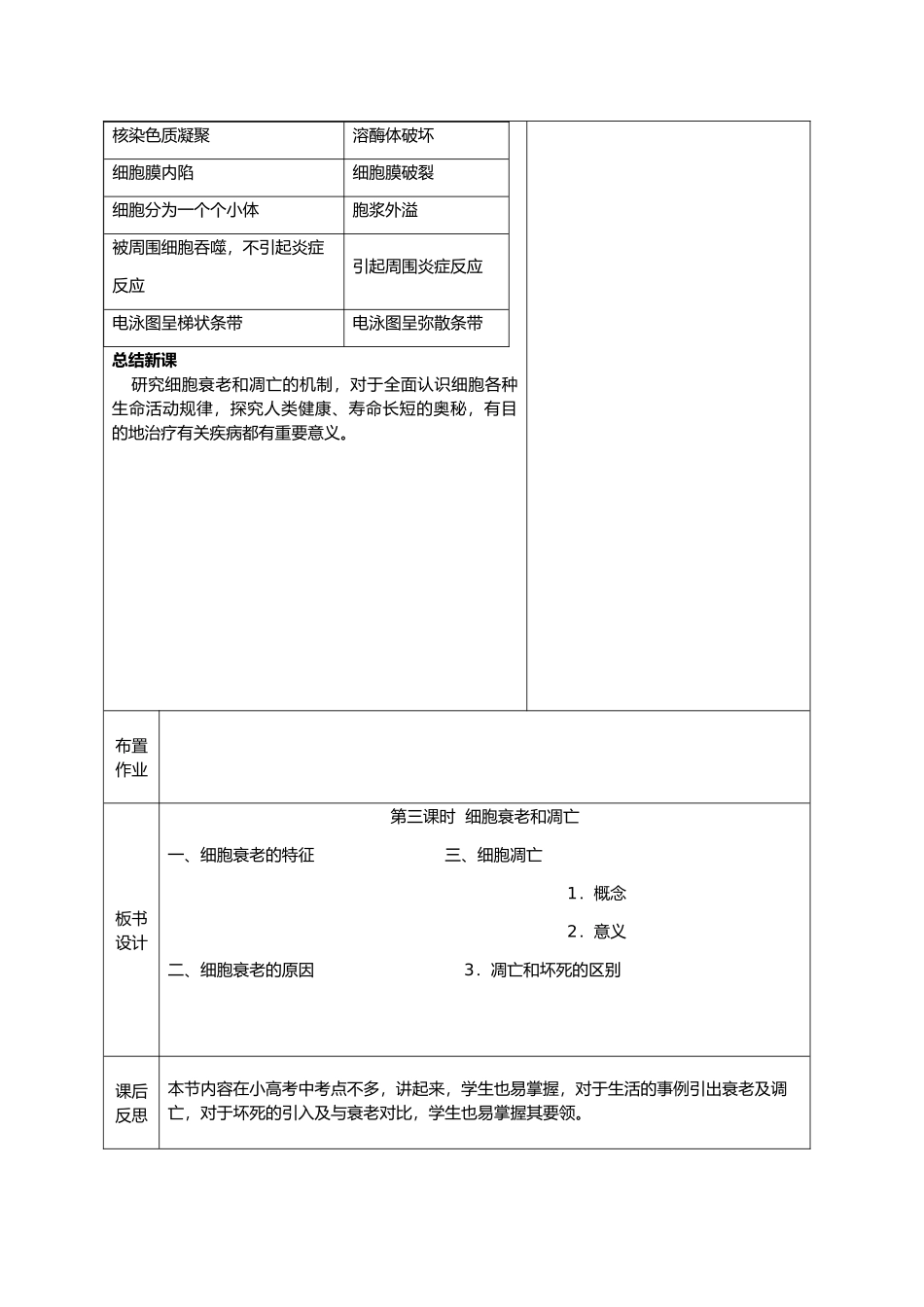 高中生物课题：细胞的衰老和凋亡 教案新人教版必修1_第3页