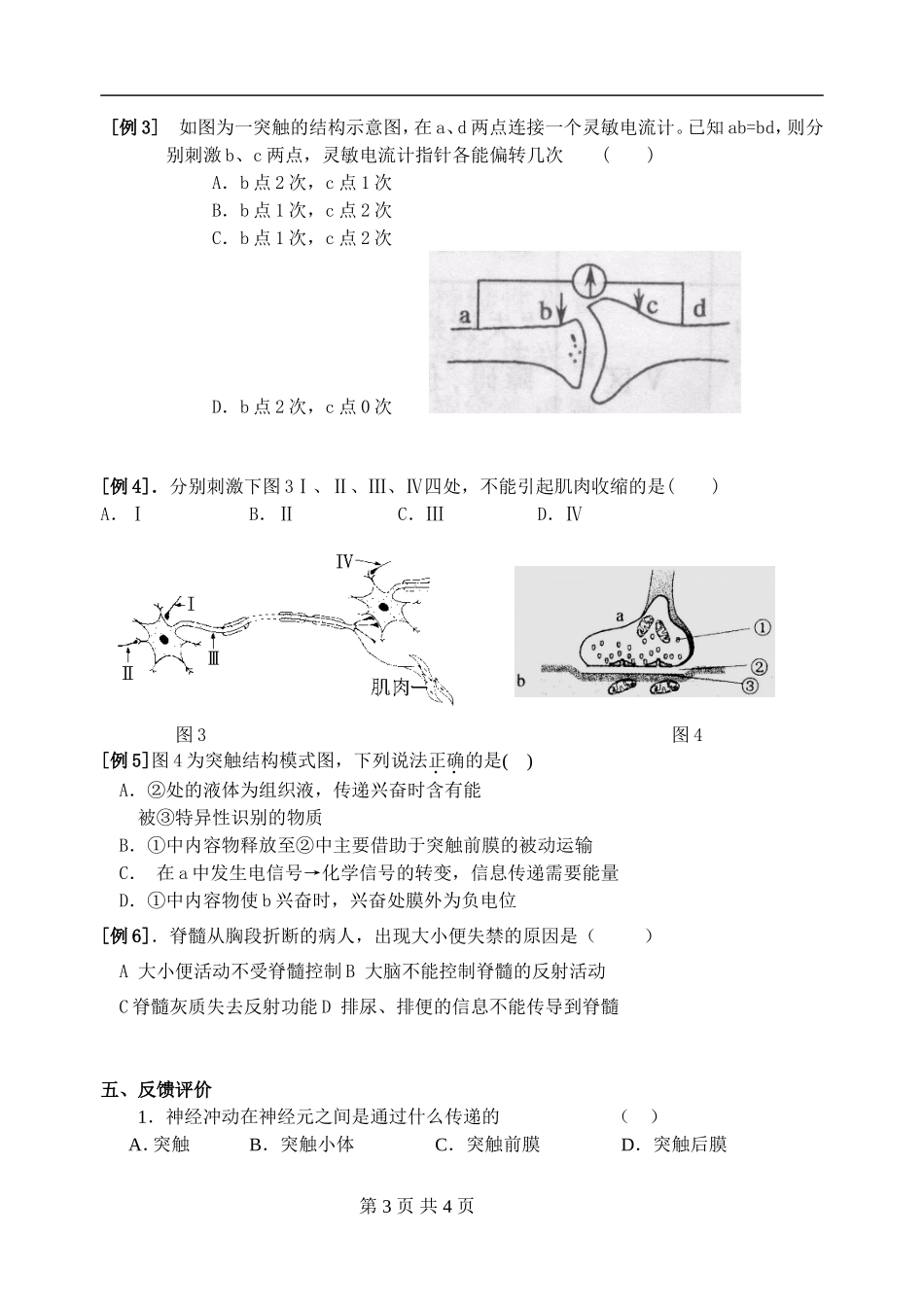 高中生物通过神经的调节学案2新人教版必修3_第3页